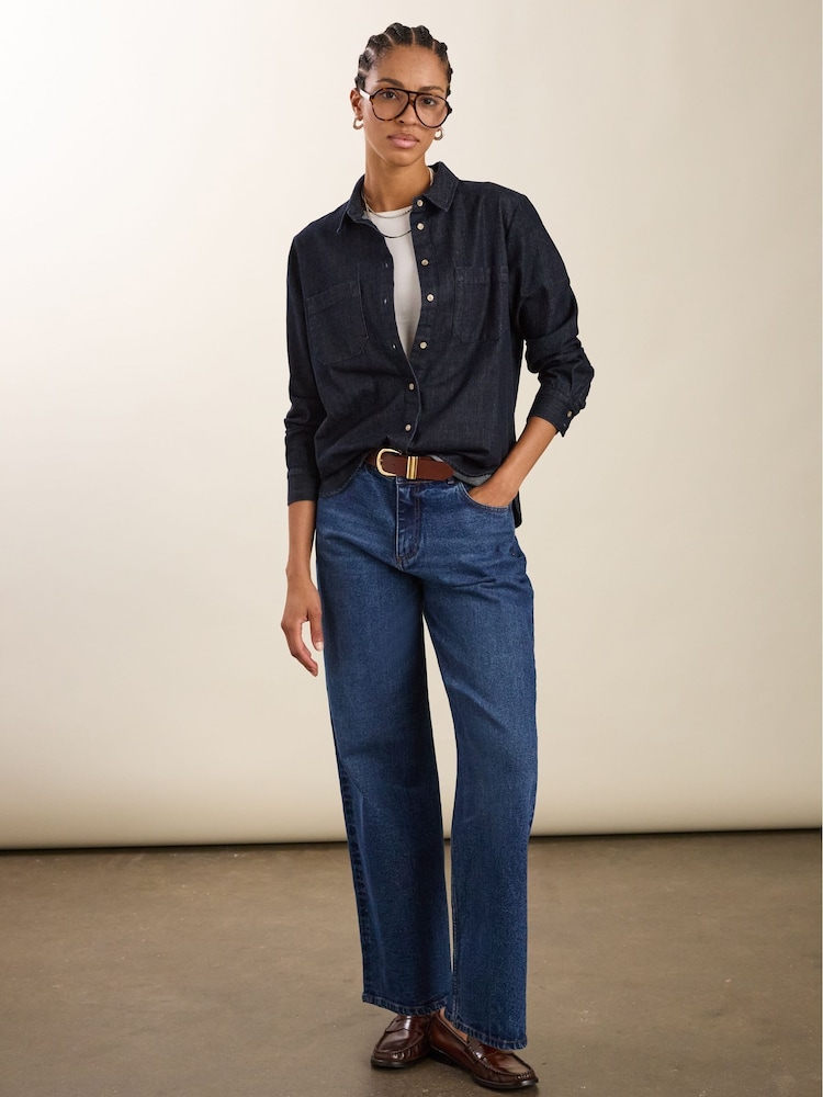 Baukjen Blue Stretch Cotton Wide Leg Slouch Jeans - Image 2 of 5 Baukjen Blue Stretch Cotton Wide Leg Slouch Jeans - Image 2 of 5