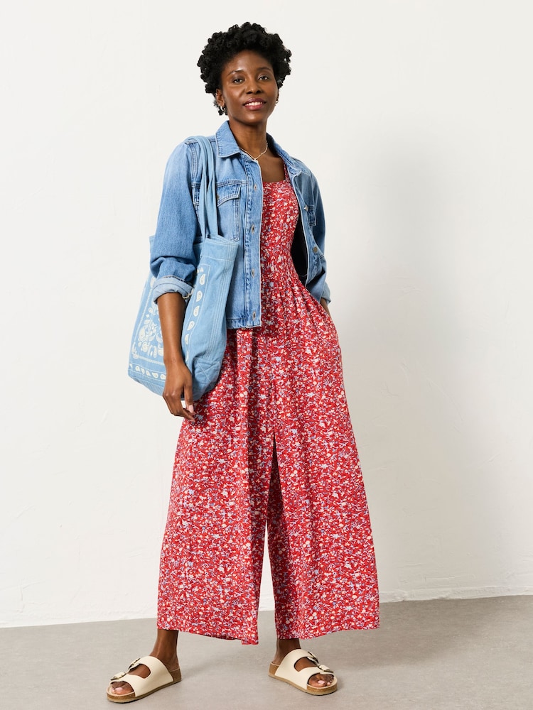 FatFace Red Surf Ditsy Petite Petite Ruby Jumpsuit - Image 1 of 6