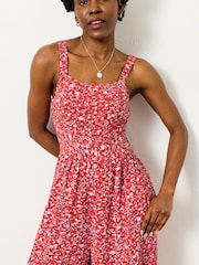 FatFace Red Surf Ditsy Petite Petite Ruby Jumpsuit - Image 3 of 6