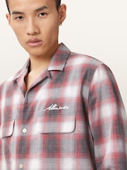 AllSaints Red Shams Long Sleeve Shirt - Image 6 of 9