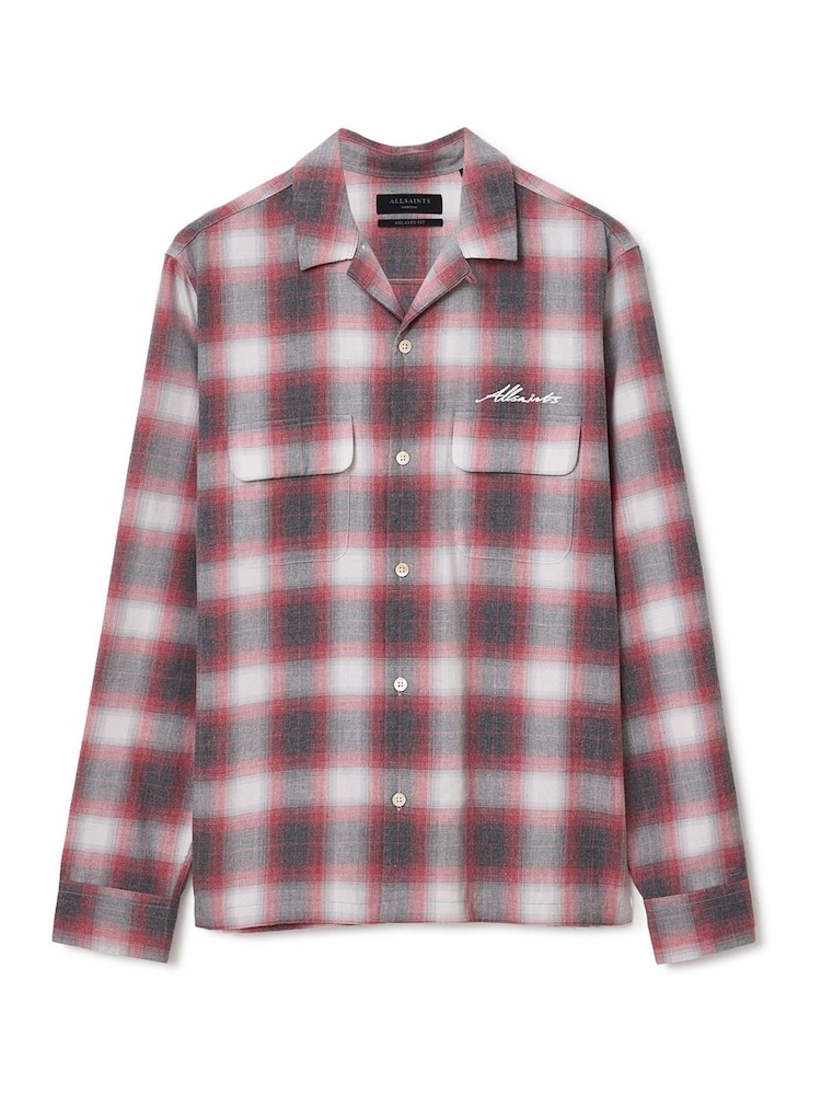 AllSaints Red Shams Long Sleeve Shirt - Image 9 of 9