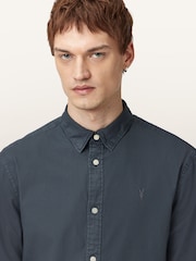 AllSaints Light Blue Hawthorne Long Sleeve Shirt - Image 2 of 8