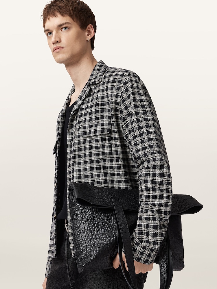 AllSaints Black Horton Long Sleeve Shirt - Image 1 of 7
