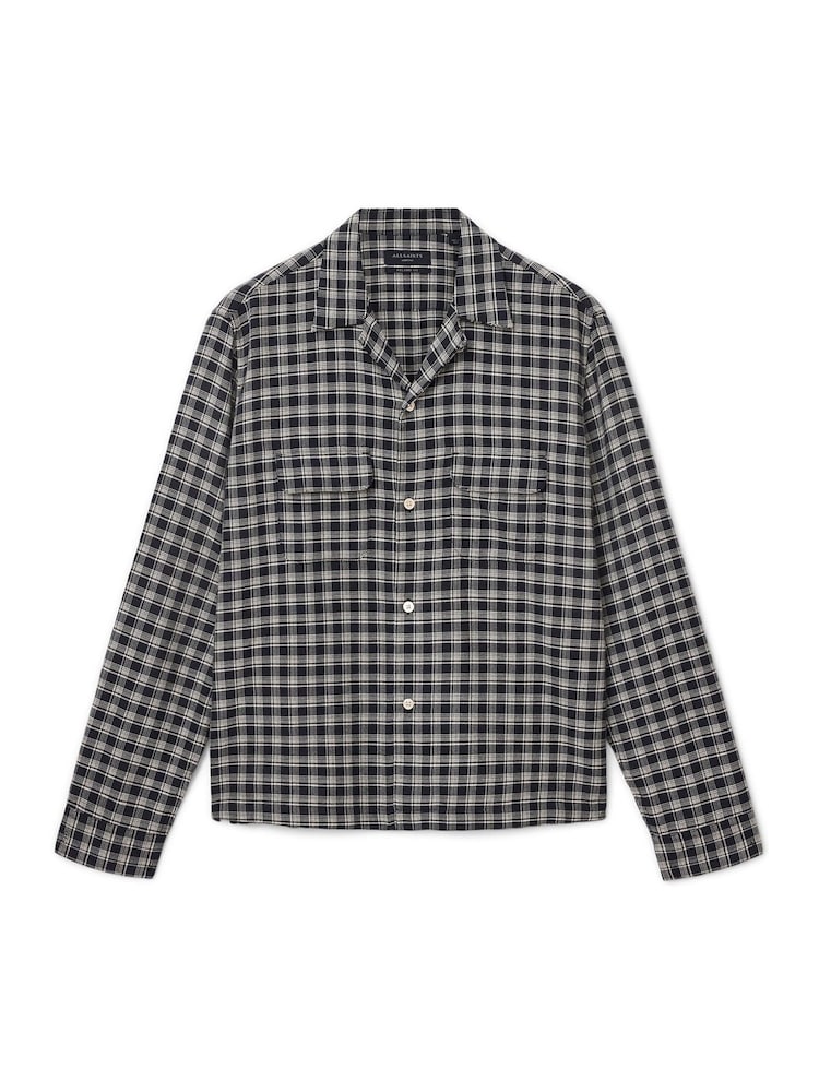 AllSaints Black Horton Long Sleeve Shirt - Image 7 of 7