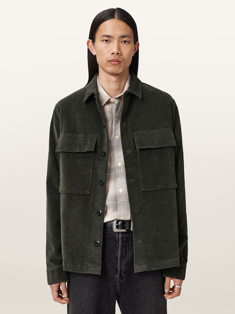 AllSaints Brown Hawker Long Sleeve Shirt - Image 1 of 8