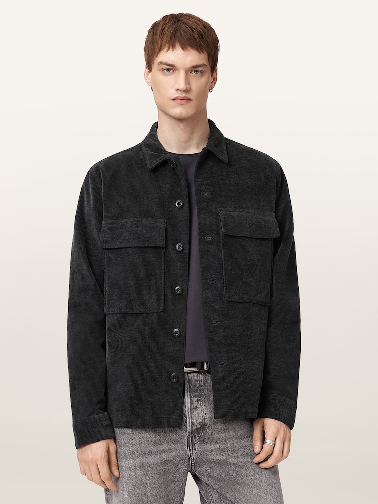 AllSaints Black Hawker Long Sleeve Shirt - Image 1 of 9