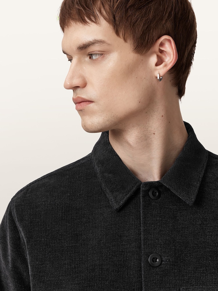 AllSaints Black Hawker Long Sleeve Shirt - Image 2 of 9