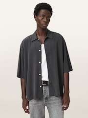 AllSaints Grey Rialto Short Sleeve Shirt - Image 1 of 5