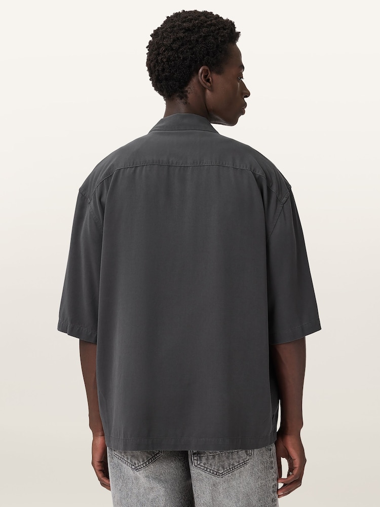 AllSaints Grey Rialto Short Sleeve Shirt - Image 2 of 5