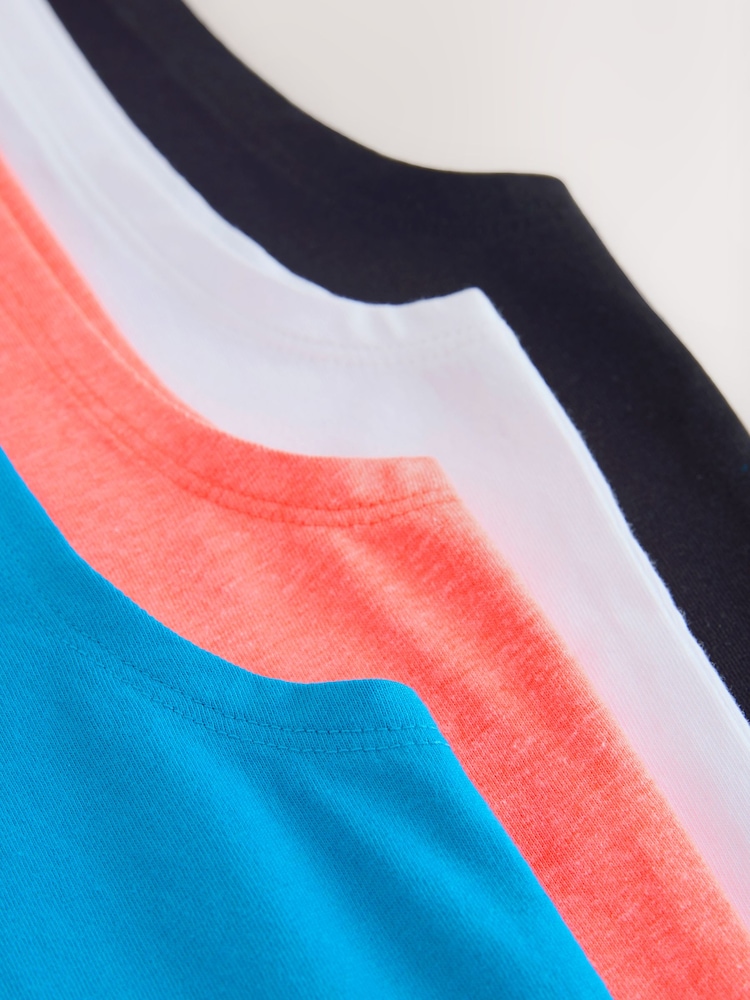 Black/White/Blue/Fluro Pink Tank Vest 4 Pack (3-16yrs) - Image 8 of 8 Black/White/Blue/Fluro Pink Tank Vest 4 Pack (3-16yrs) - Image 8 of 8