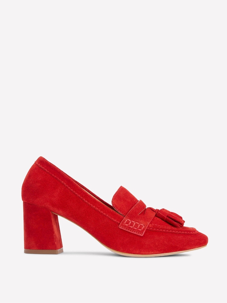 Boden Red Sol Block Heeled Penny Loafers - Image 2 of 5