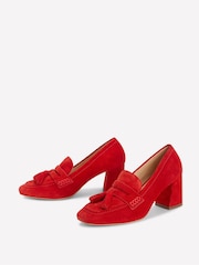 Boden Red Sol Block Heeled Penny Loafers - Image 3 of 5