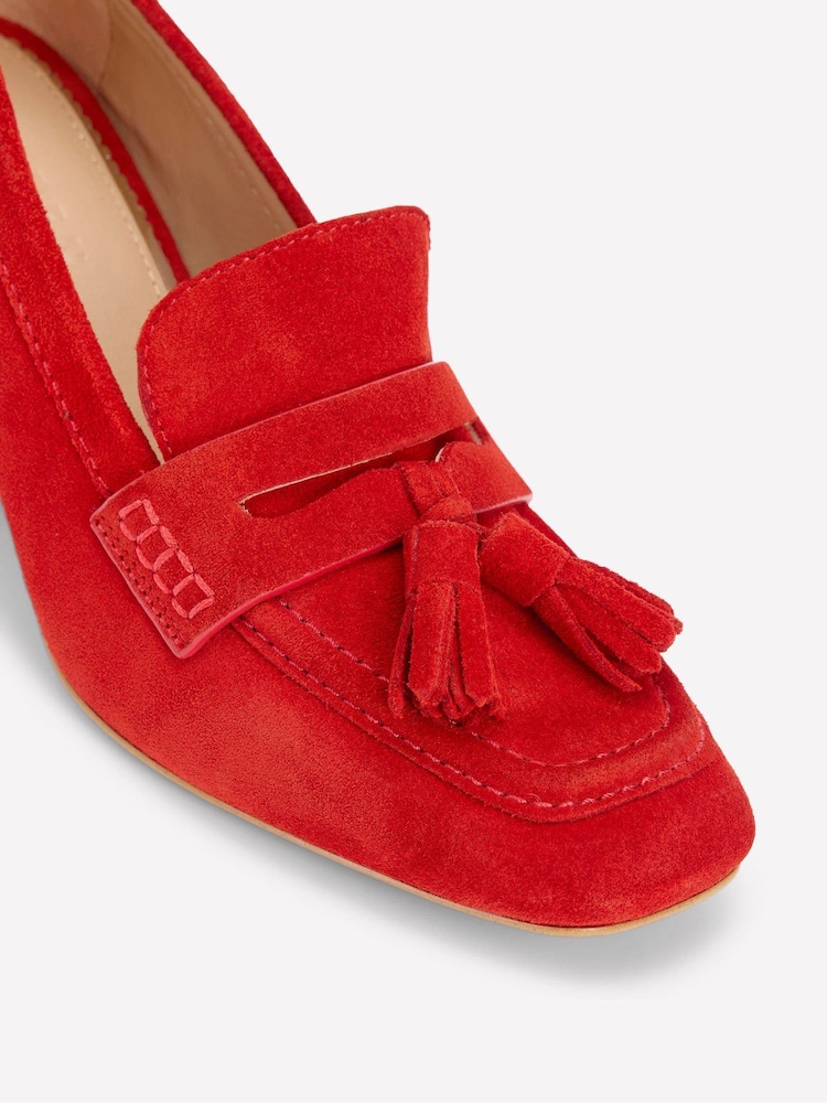 Boden Red Sol Block Heeled Penny Loafers - Image 5 of 5