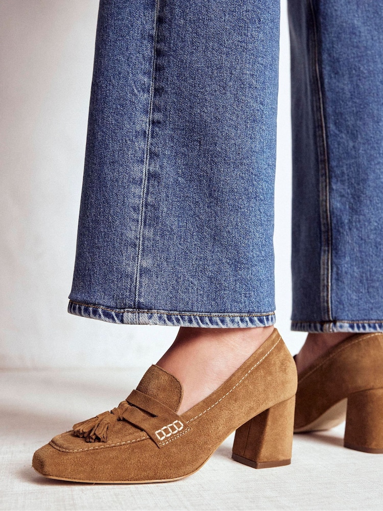 Boden Brown Sol Block Heeled Penny Loafers - Image 1 of 5