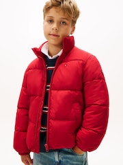 Tommy Hilfiger Red Back Flag Logo Puffer Jacket - Image 1 of 4