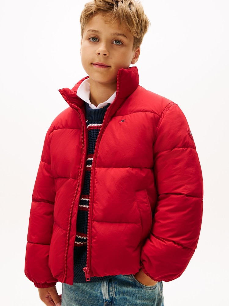 Tommy Hilfiger Red Back Flag Logo Puffer Jacket - Image 1 of 4