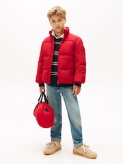 Tommy Hilfiger Red Back Flag Logo Puffer Jacket - Image 2 of 4