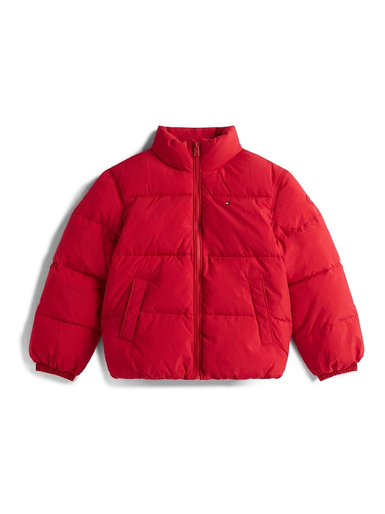 Tommy Hilfiger Red Back Flag Logo Puffer Jacket - Image 4 of 4