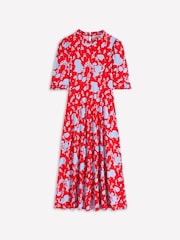 Boden Red Ruffle Seamed Midi Dress - Image 1 of 1