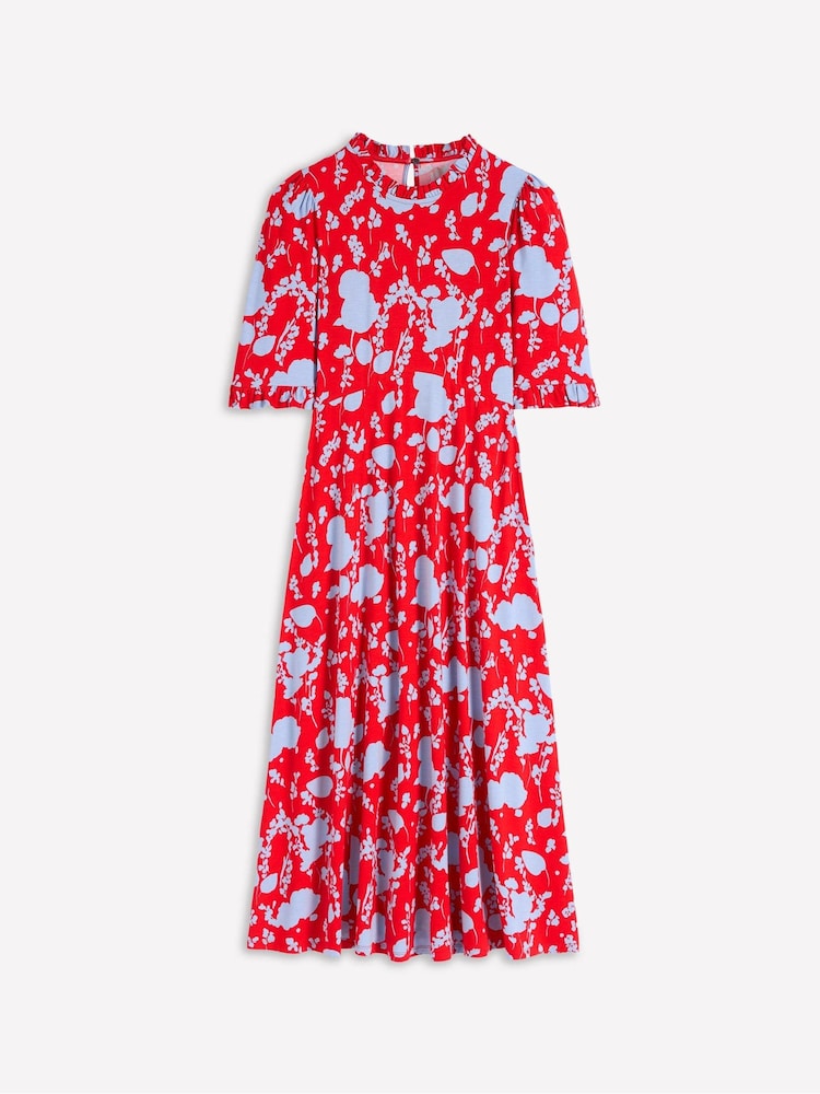 Boden Red Ruffle Seamed Midi Dress - Image 1 of 1