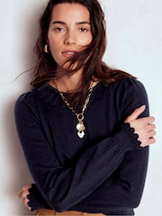 Boden Blue Melina Cotton Ruffle Jumper - Image 1 of 6
