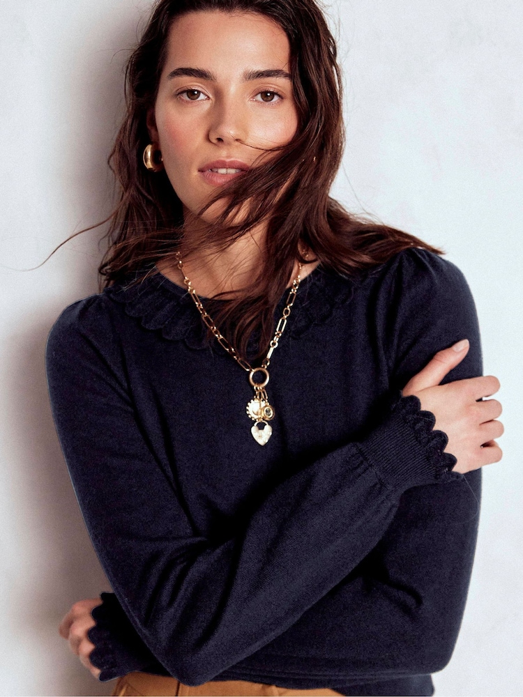 Boden Blue Melina Cotton Ruffle Jumper - Image 1 of 6 Boden Blue Melina Cotton Ruffle Jumper - Image 1 of 6