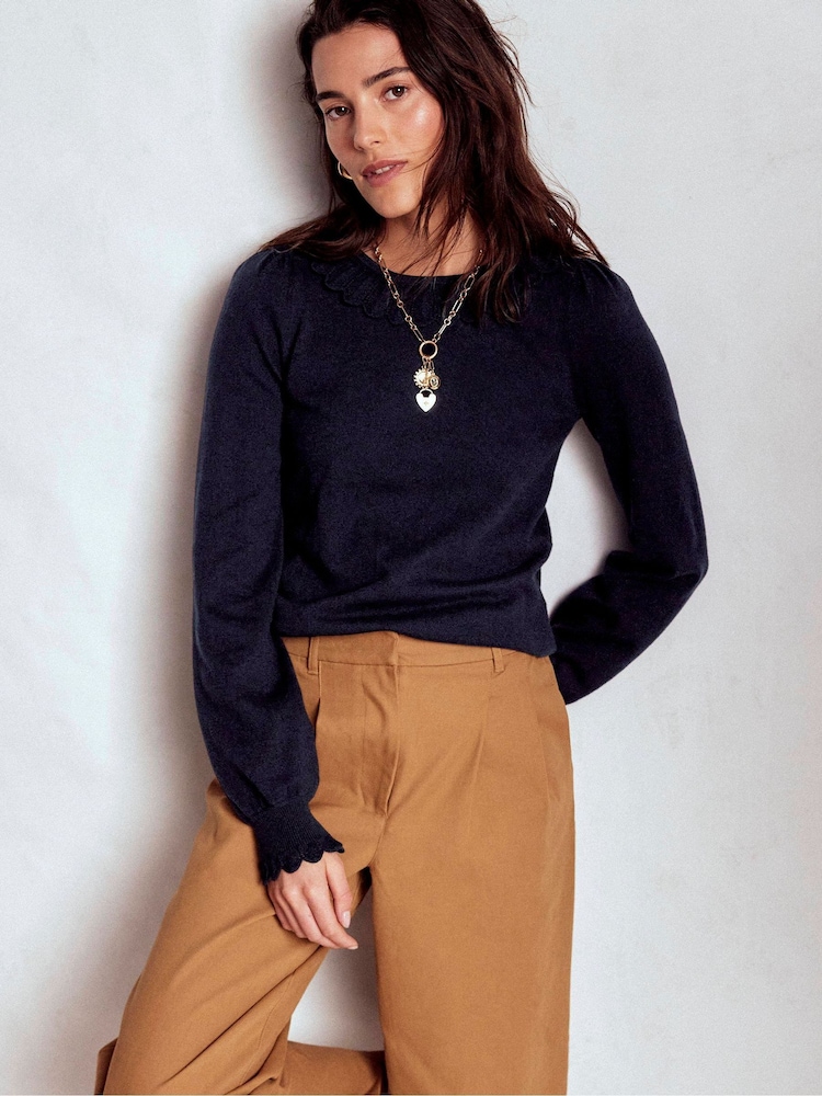 Boden Blue Melina Cotton Ruffle Jumper - Image 2 of 6 Boden Blue Melina Cotton Ruffle Jumper - Image 2 of 6