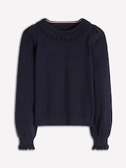 Boden Blue Melina Cotton Ruffle Jumper - Image 5 of 6