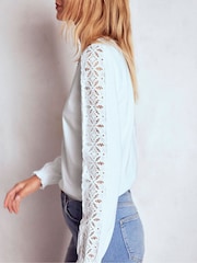 Boden White Scarlett Broderie Trim Top - Image 4 of 5