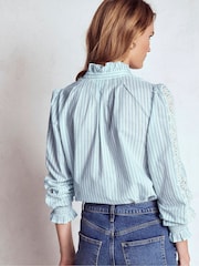 Boden Blue Lorna Pleated Cotton Top - Image 2 of 6