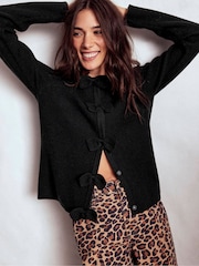 Boden Black Knitted Bow Cardigan - Image 1 of 7