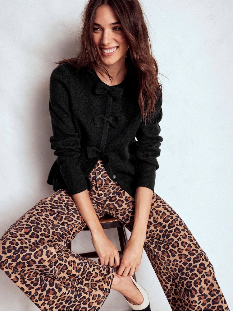 Boden Black Knitted Bow Cardigan - Image 2 of 7