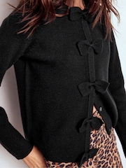 Boden Black Knitted Bow Cardigan - Image 3 of 7