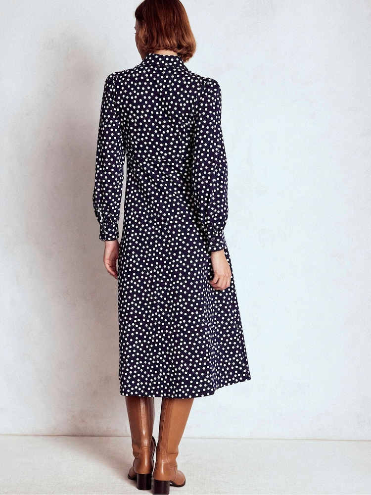 Boden Blue Pip Zip-Up Ponte Midi Dress - Image 2 of 6
