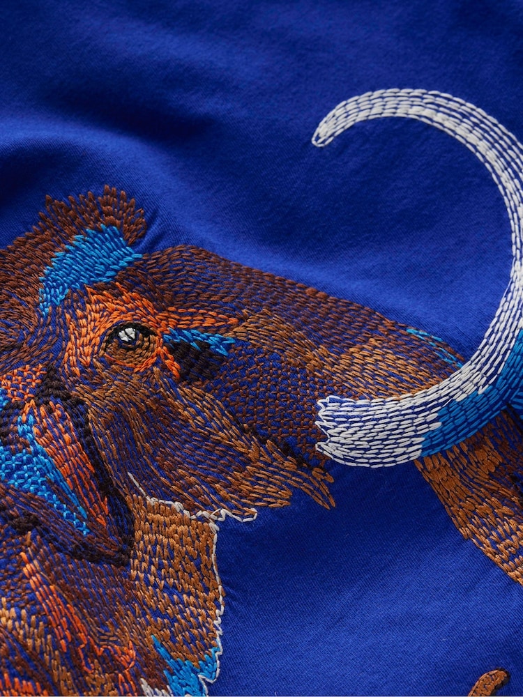 Boden Blue Superstitch Sleeved T-Shirt - Image 3 of 3