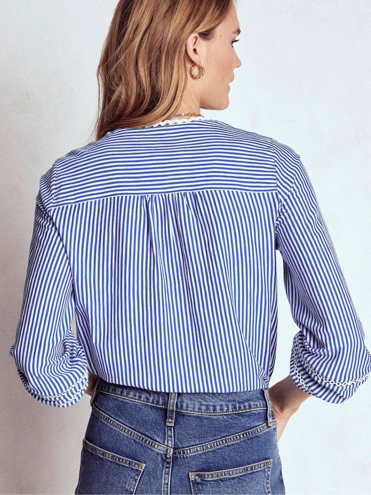 Boden Blue Trim Detail Jersey Shirt - Image 2 of 6