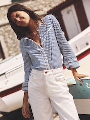 Boden Blue Trim Detail Jersey Shirt - Image 5 of 6