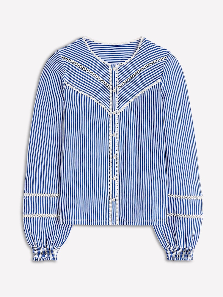 Boden Blue Trim Detail Jersey Shirt - Image 6 of 6