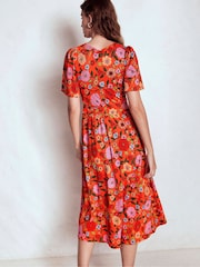 Boden Orange Louisa Jersey Midi Dress - Image 2 of 7