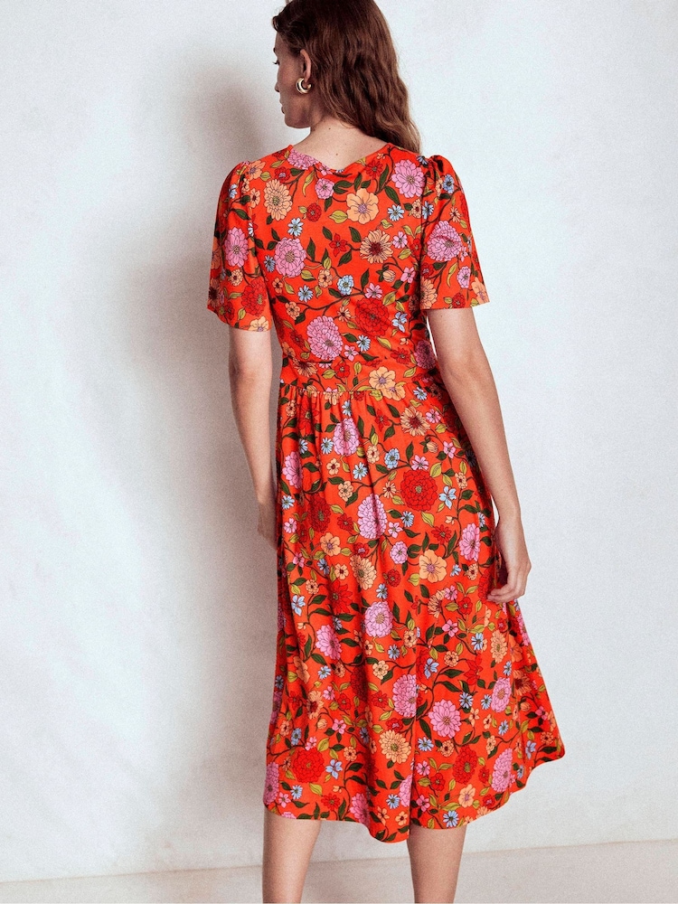 Boden Orange Louisa Jersey Midi Dress - Image 2 of 7