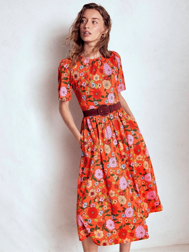 boden orange linen dress Boden Women's Florence Linen Blend Dress in Brown