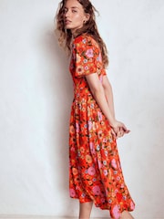 Boden Orange Louisa Jersey Midi Dress - Image 5 of 7