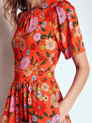 Boden Orange Louisa Jersey Midi Dress - Image 6 of 7