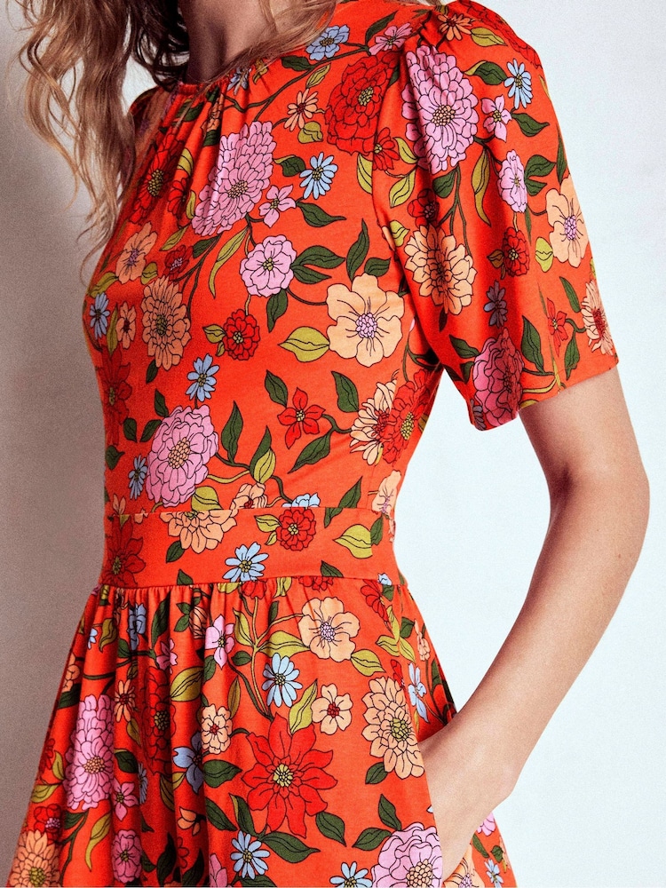 chinese dress ladies Rosa Halter Linen Midi Dress-Burnt Orange