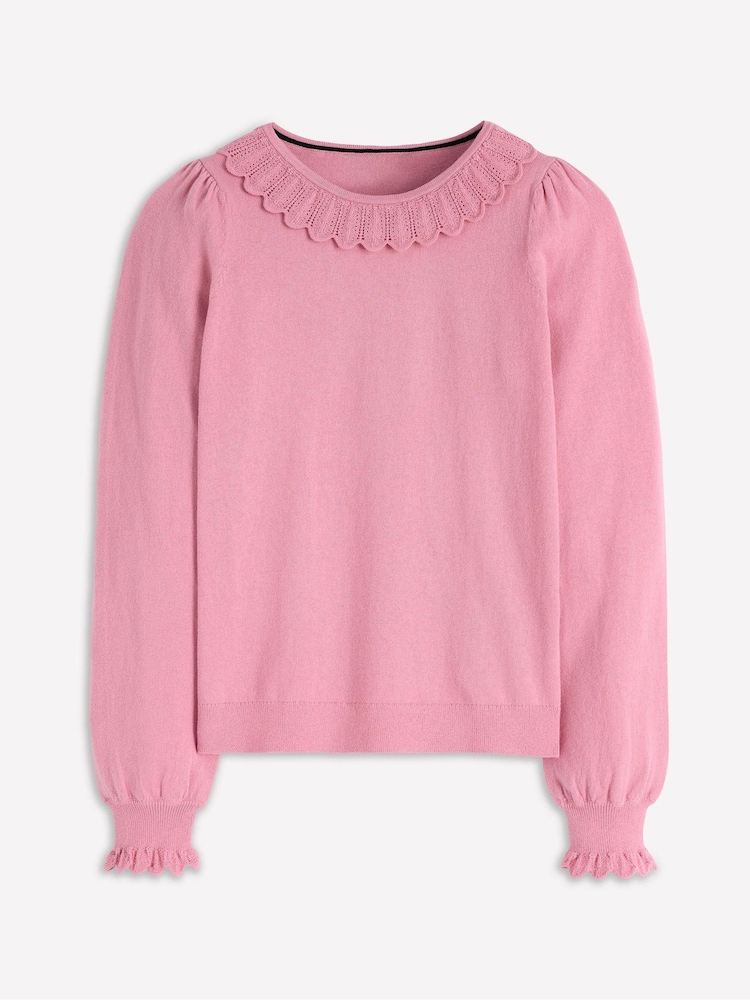 Boden Pink Melina Cotton Ruffle Jumper