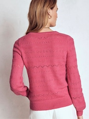 Boden Pink Leticia Lace Trim Cardigan - Image 3 of 7
