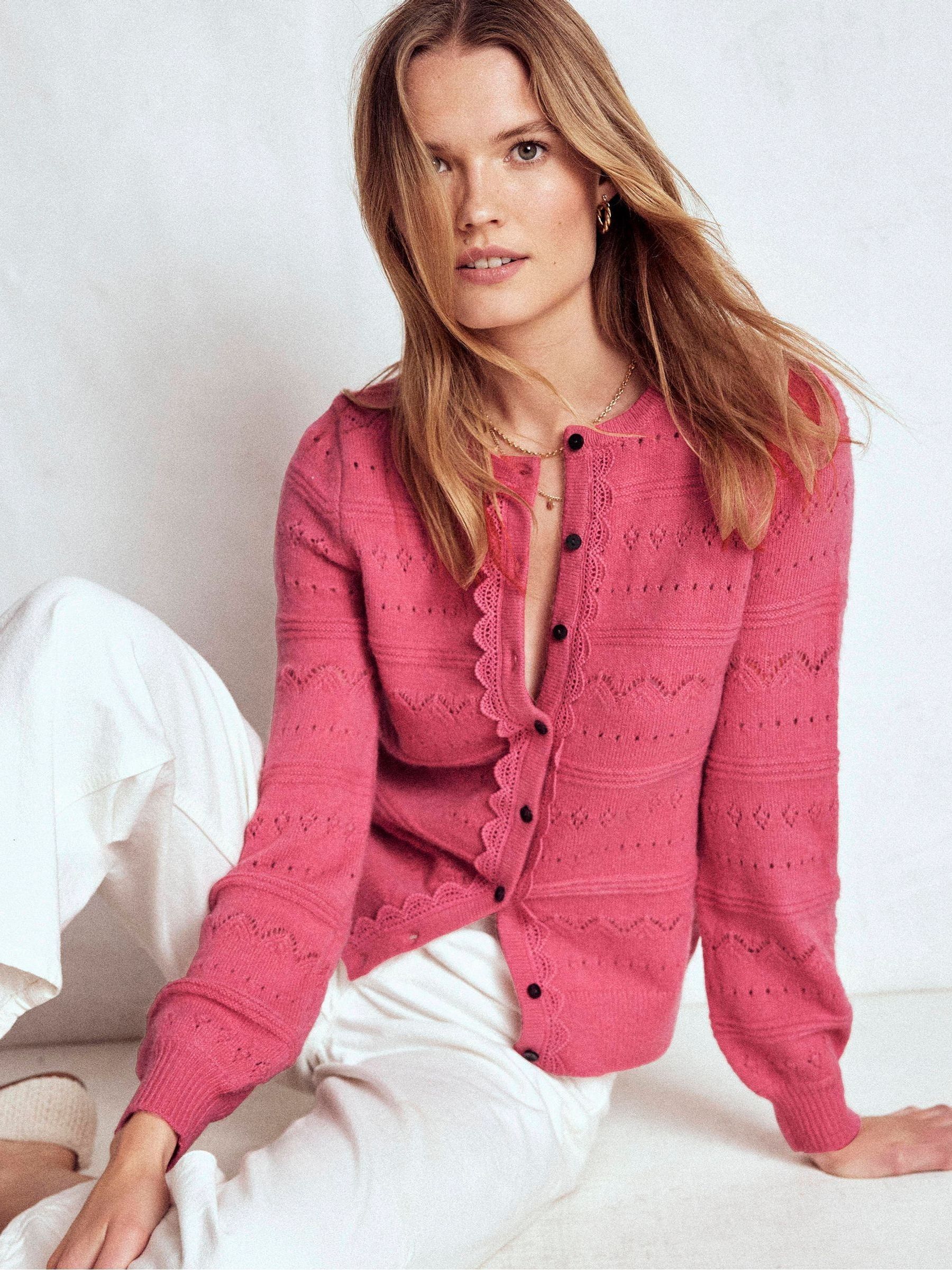 Buy Boden Pink Leticia Lace Trim Cardigan from Next USA