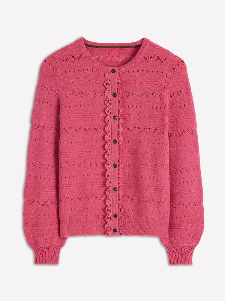 Boden Pink Leticia Lace Trim Cardigan - Image 7 of 7