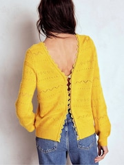 Boden Yellow Leticia Lace Trim Jumper - Image 2 of 6