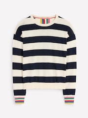 Boden Blue Lara Relaxed Cotton Jumper - Image 4 of 5